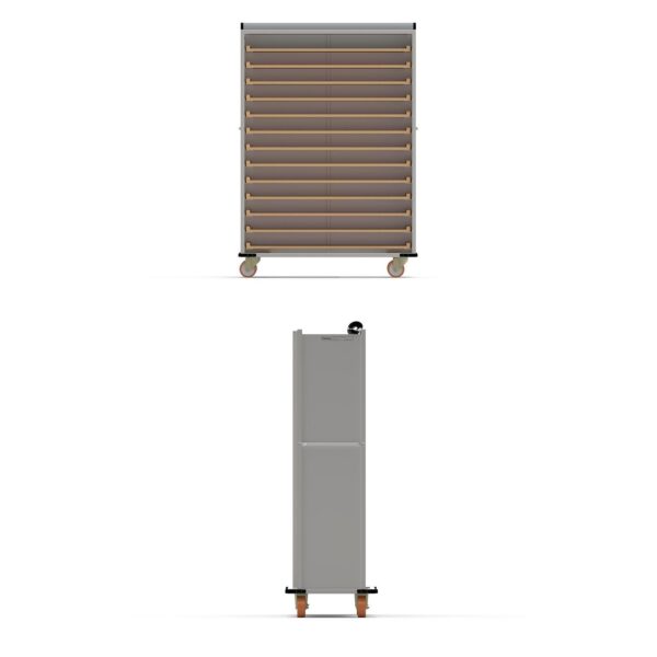 Нержавеющая тележка для деревянных противней закрытого типа 40×120 см