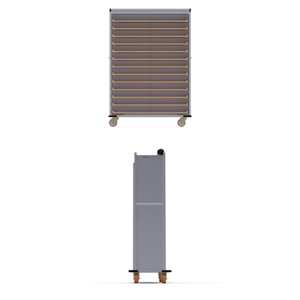 Тележка для противней закрытого типа 40×120 см с деревянными полками
