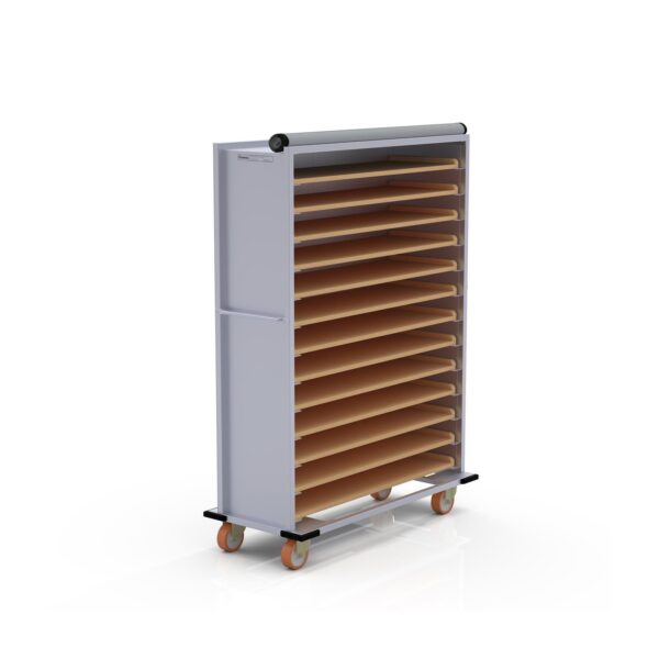 Тележка для противней закрытого типа 40×120 см с деревянными полками