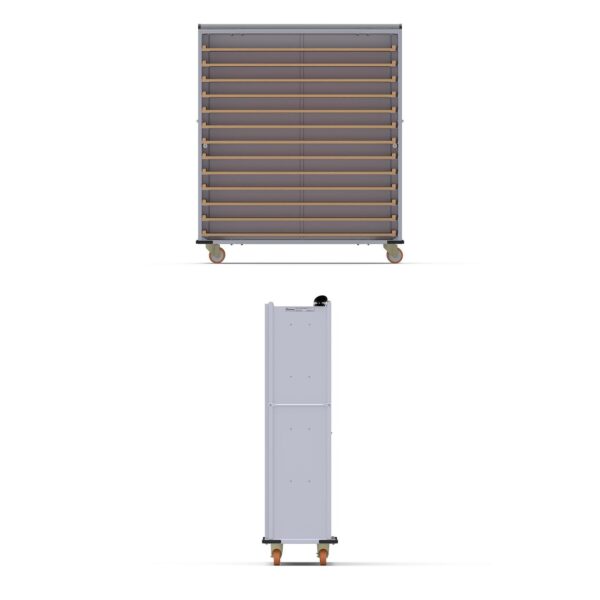Нержавеющая тележка для деревянных противней закрытого типа 40×150 см