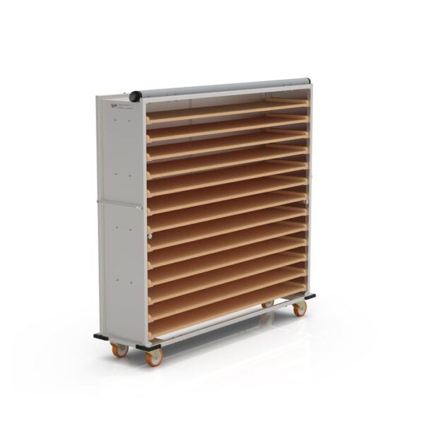 Нержавеющая тележка для деревянных противней закрытого типа 40×180 см