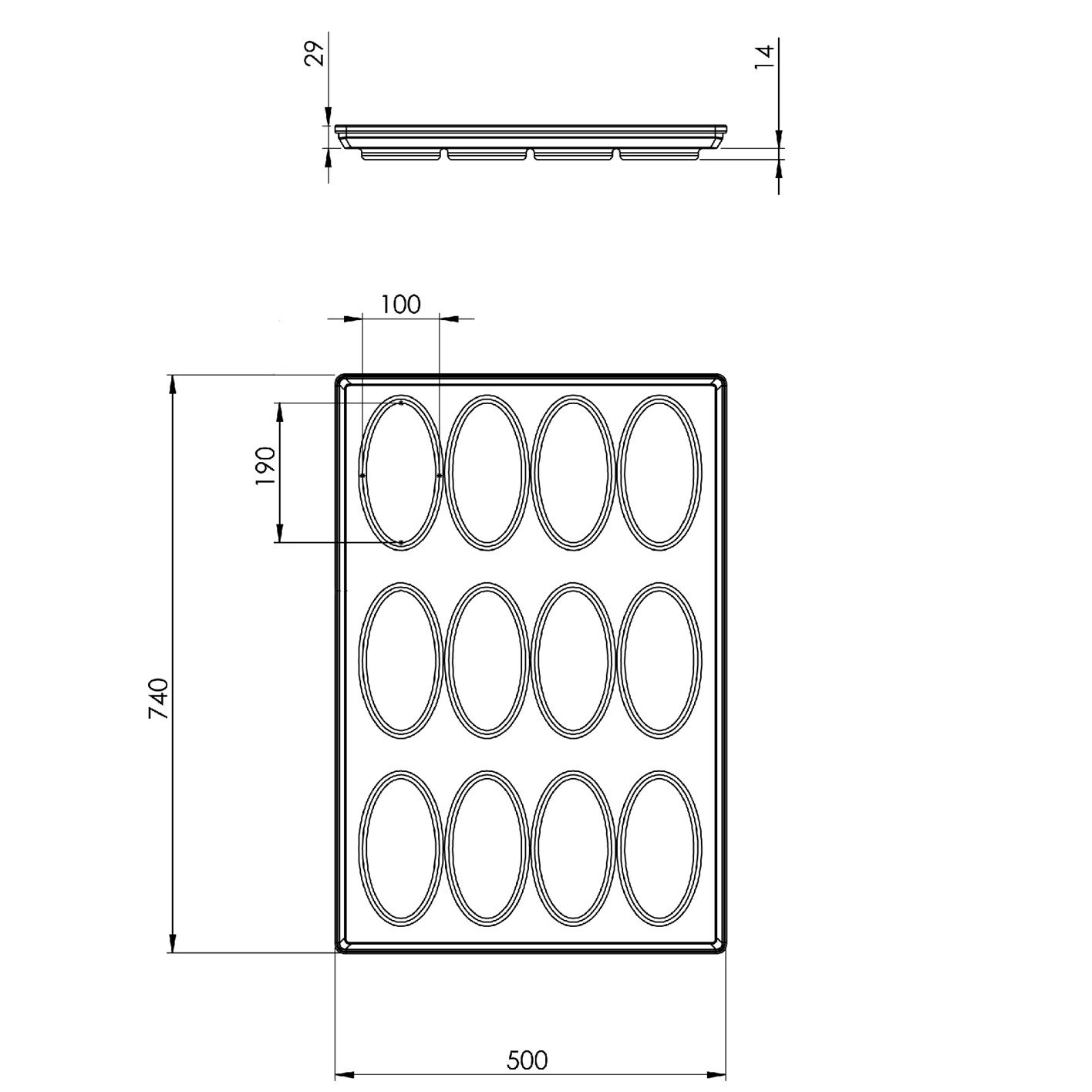50x74 см Овальная Противень для сэндвичей — изображение 3