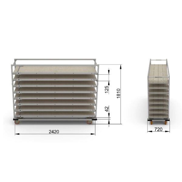 Нержавеющая тележка для паллет 58×240 см