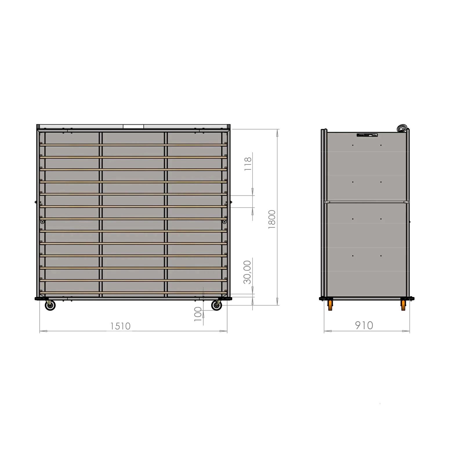 Нержавеющая тележка для деревянных противней закрытого типа 80×150 см — изображение 4