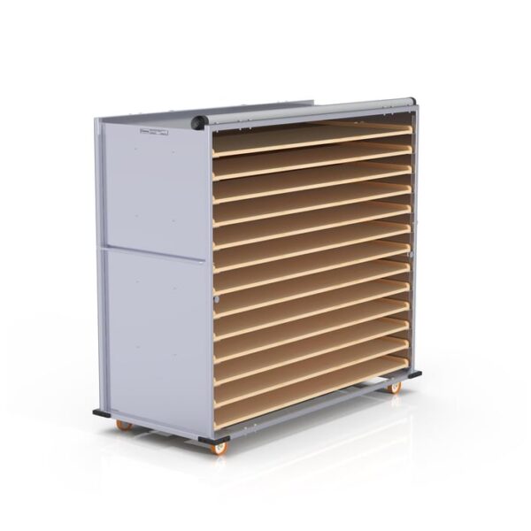 Нержавеющая тележка для деревянных противней закрытого типа 80×180 см